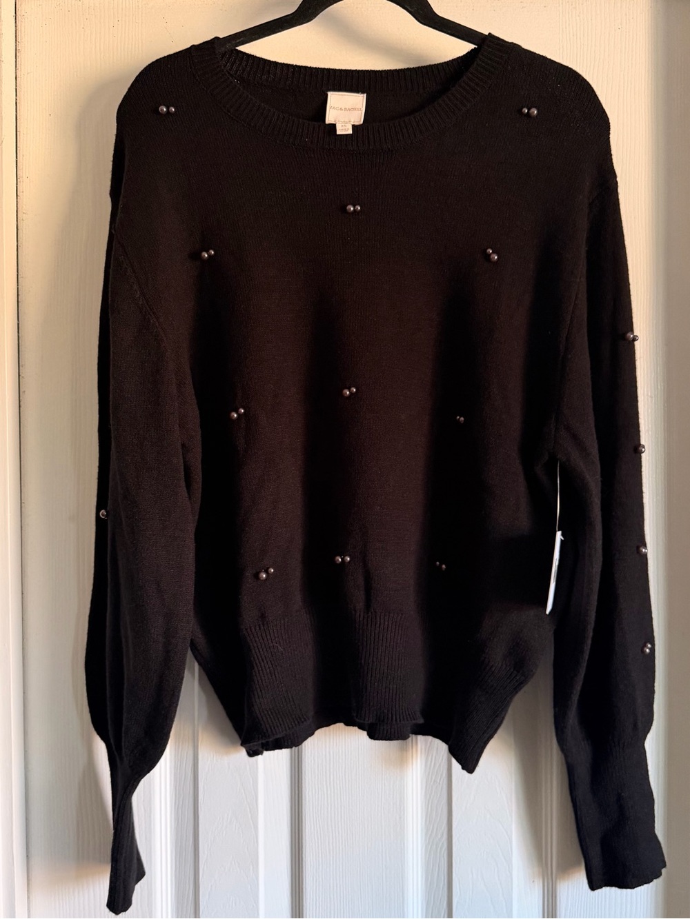 Zac & Rachel Black Pearl Studded Knit Sweater XL